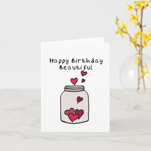 Jar of Hearts Verjaardag Kaart (Gele Bloem)