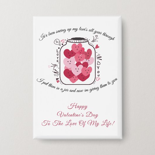 Jar Of Love Valentines Day Badge Button (Voorkant)