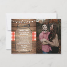 Jar Red Gingham Wedding Bedankt Card Verloving