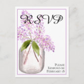 Jar van Lilacs rustieke Waterverf bruiloft RSVP Briefkaart (Voorkant)