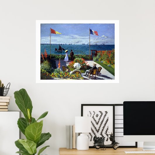 Jardin à Sainte-Adresse door Claude Monet Poster (Thuiskantoor)