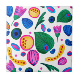 Jardín Botánico Abstracto Boho Maximalist Tegeltje