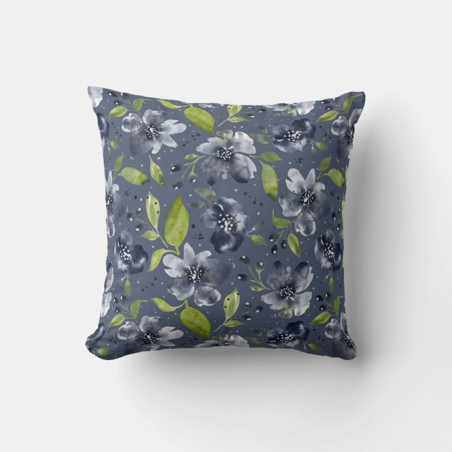 Jardin Calme Boho Bloem-Lichtgrijs & Groen-MiddenG Kussen (Voorkant)