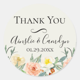 Jardin De Fleurs Bruiloft Dank U Favor Ronde Sticker