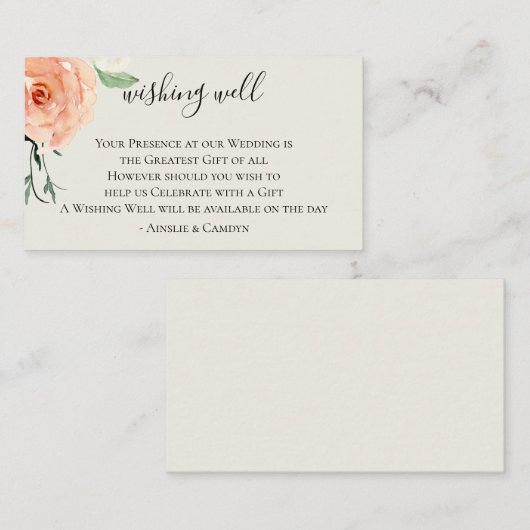 Jardin De Fleurs Bruiloft Wishing Well Informatiekaartje (Voorkant / Achterkant)