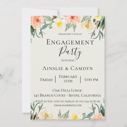 Jardin De Fleurs Engagement Party Uitnodiging (Voorkant)