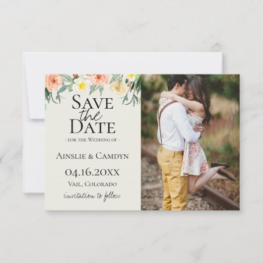 Jardin De Fleurs Foto Save The Date Aankondiging (Voorkant)