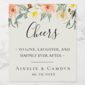 Jardin de Fleurs - Gepersonaliseerd wijnlabel Wijn Etiket (Enkel label)