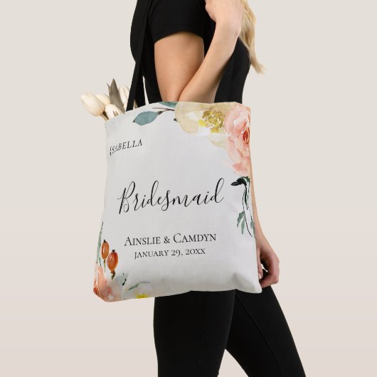 Jardin De Fleurs gepersonaliseerde Bridesmaid Tote Bag (Dichtbij)