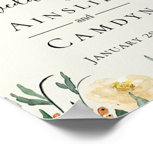 Jardin De Fleurs Wedding Welkom Poster (Hoek)