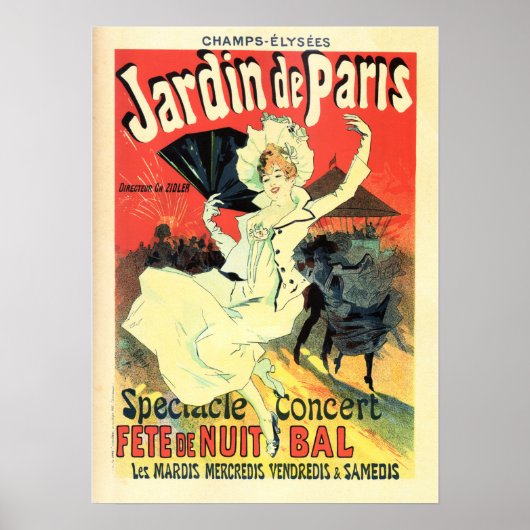 JARDIN DE PARIS Concert Theater Jules Cheret Paris Poster (Voorkant)