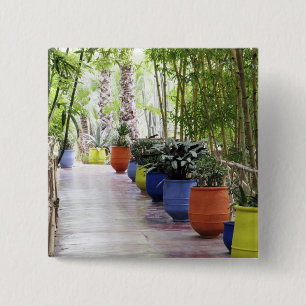 Jardin Majorelle, Majorelle Garden, nu een openbar Vierkante Button 5,1 Cm