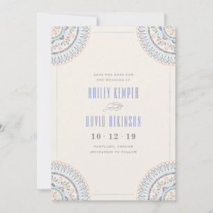 Jardin Mandala Save the Date Kaart - Cornflower