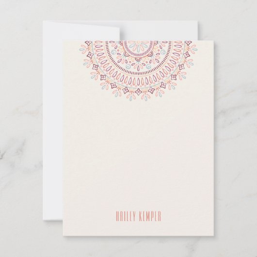 Jardin Mandala Stationery - Coral Kaart (Voorkant)