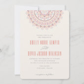 Jardin Mandala Wedding Invitation - Coral Kaart (Voorkant)