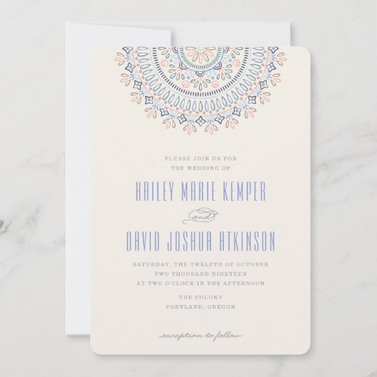 Jardin Mandala Wedding Invitation - Cornflower Kaart (Voorkant)