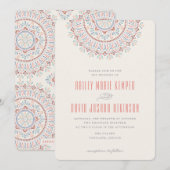 Jardin Mandala Wedding Invitation - Salmon Kaart (Voorkant / Achterkant)