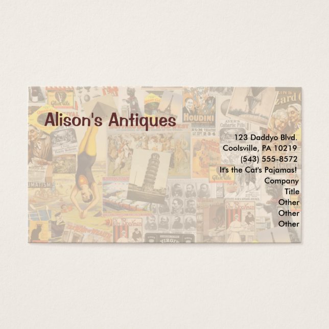  jaren 1800 Collage Visitekaartjes (Voorkant)