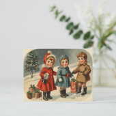  jaren 1900 Schattigee kinderkerst Feestdagenkaart (Staand voorkant)