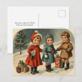  jaren 1900 Schattigee kinderkerst Feestdagenkaart (Voorkant / Achterkant)