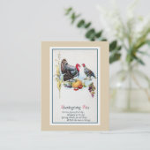  jaren 1900 Thanksgiving, kalkoenen, gedicht Feestdagenkaart (Staand voorkant)