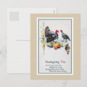  jaren 1900 Thanksgiving, kalkoenen, gedicht Feestdagenkaart (Voorkant / Achterkant)