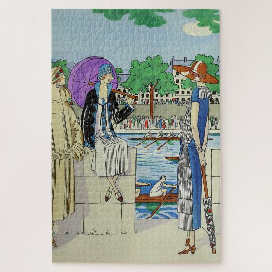 Jaren 1920 Dames bij Roeiwedstrijd Regatta Frans A Legpuzzel (Verticaal)