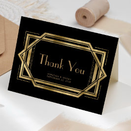  jaren 1920 Deco Black Wedding Bedankt Kaart