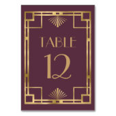  jaren 1920 Deco Lijst Bourgondië Gold Wedding Kaart (Achterkant)