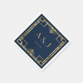  jaren 1920 Deco Lijst Gold Navy Blue Wedding Servet (Hoek)