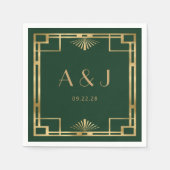  jaren 1920 Deco Lijst Goud Donkergroen Huwelijk Servet (Voorkant)