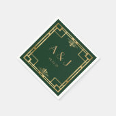  jaren 1920 Deco Lijst Goud Donkergroen Huwelijk Servet (Hoek)