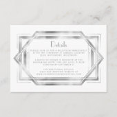 jaren 1920 Deco Wit Zilver Wedding Details Informatiekaartje (Voorkant)