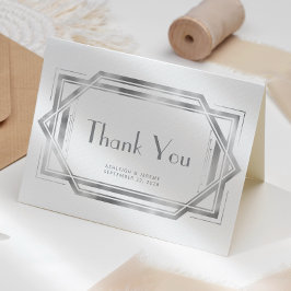  jaren 1920 Deco Wit Zilveren Huwelijk Dank u Kaart