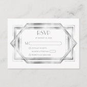 jaren 1920 Deco Wit Zilveren Huwelijk RSVP Informatiekaartje (Voorkant)