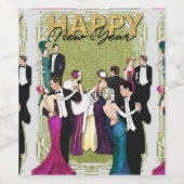 jaren 1920 Flapper Art Deco New Years Party Wijn Etiket (Enkel label)