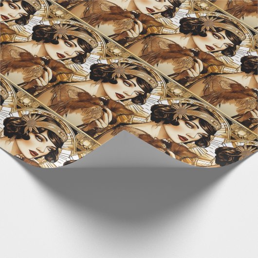 Jaren 1920 flapper girl great gatsby zwart goud br cadeaupapier (Hoek)