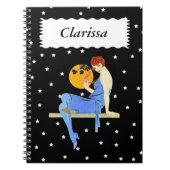  jaren 1920 Flapper Red Hair Stars Moon Pearls Notitieboek (Voorkant)