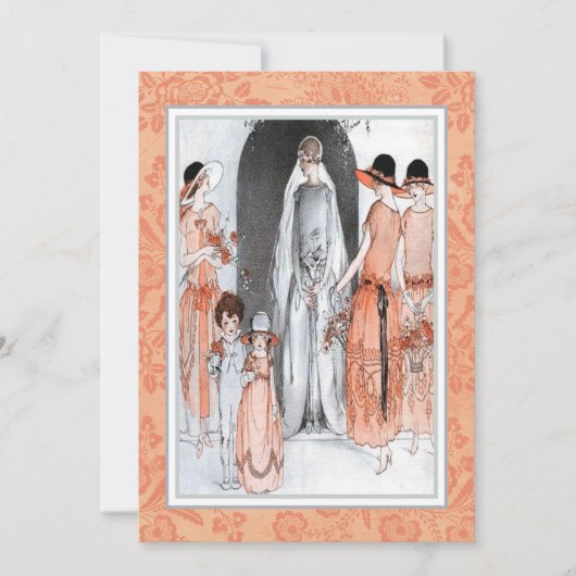  jaren 1920 Illustratie Bruids Party Douche Kaart (Voorkant)