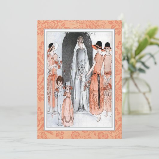  jaren 1920 Illustratie Bruids Party Douche Kaart (Staand voorkant)