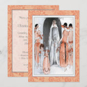  jaren 1920 Illustratie Bruids Party Douche Kaart (Voorkant / Achterkant)