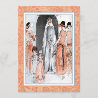 jaren 1920 Illustratie Bruids Party Douche Kaart