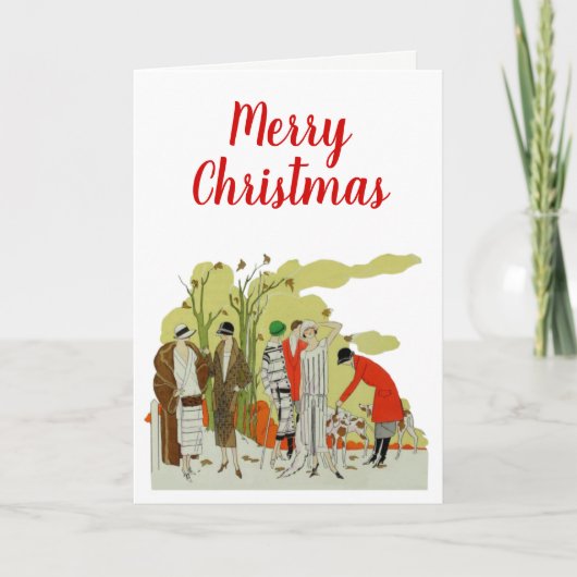 jaren 1920 Mode Dressed for the Fox Hunt #2 Feestdagen Kaart (Voorkant)