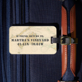 jaren 1920 Nautische kaart Martha's Vineyard Bagagelabel