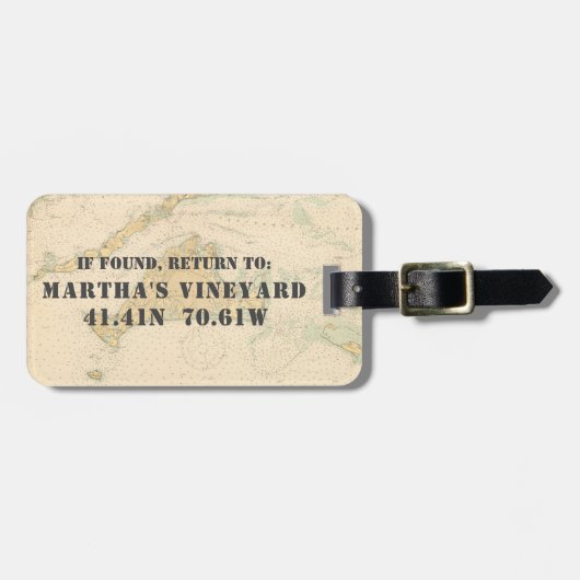  jaren 1920 Nautische kaart Martha's Vineyard Bagagelabel (Voorkant horizontaal)