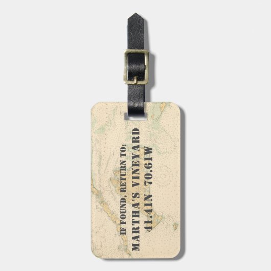  jaren 1920 Nautische kaart Martha's Vineyard Bagagelabel (Voorkant verticaal)