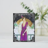  jaren 1920 Paarse Jurk Winter Flapper Lady Feestdagenkaart (Staand voorkant)