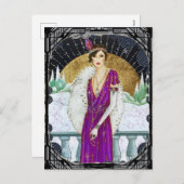  jaren 1920 Paarse Jurk Winter Flapper Lady Feestdagenkaart (Voorkant / Achterkant)