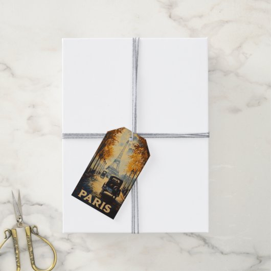  jaren 1930 Parijs Travel Poster Eiffeltoren Cadeaulabel (Met Touw)