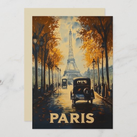  jaren 1930 Parijs Travel Poster Eiffeltoren Kaart (Voorkant / Achterkant)